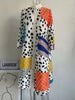 Pleated Contrast Color Leopard Printed Dress Stand Neck Single Breasted Mid-length Dresses Women Party Clothing 2Q1027