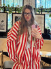 Vintage Contrast Striped Coat Pants Suit Women Chic Zipper Elastic Waist Button Lantern Trouser Suit Autumn Daily Street Outfit