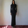 Elegant Long Sleeve Ruched Sexy Maxi Dress Women Gown Autumn Draped Bodycon Long Dresses Female Clothing