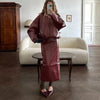 Chic Pu Leather Women's Jackets Skirts Suit Vintage Stand Collar Zipper Full Sleeve Outfits Female Autumn Lady Streetwears