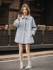 Women Mid Long Windbreaker Autumn Trench Coat Raglan Sleeve Lace Korean Style Ladies Outer Coat