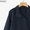 Autumn Long Sleeve Jackets Woman Casual Drawstring Waist Zip-Up Outerwear Solid Color Work Wear Cargo Coats