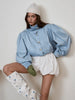 Autumn Chic Women Short Trench Jacket Stand Collar Drawstring Waist Cinching Long Sleeve Zipper Casual Outerwear Coat