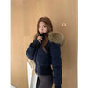 Autumn & Winter High-Waisted Cropped Jacket Sweet Warm Cotton Padded Coat Women Fur Collar Hooded Jacket Y2k Parkas Streetwear