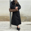 Street Women's Long Trench Coats Loose Stand Collar Single Breasted Full Sleeve Slit Windbreaker Autumn Lady Commute Jacket