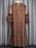 Women Elegant Leopard Print Organza Dress O Neck Oversized Puff Long Sleeve Ruffle Hem Loose Fit Casual Party Church Event Gown