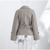 Chic Plaid Loose Women's Autumn Coats Belts Double-Breasted Lace-Up Turn-Down Collar Full Sleeve Lady Jacket Female Outwear