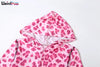 Leopard Contrast Letter Print 2 Piece Set Women Hooded Full Sleeve Crop Jacket+Skinny Stretch Flare Pants Suits