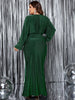 Plus Size V-Neck Long Sleeve Mermaid Hem Dress Women Autumn Evening Party Glitter High Waist Bodycon Long Dress