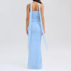 Elegant 2 Pieces Dress Set with Scarf Women Matching Sets Sexy Cropped Top and Long Dress Set Casual Dress