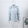 Printed Women's Winter Down Jacket With Hood Zipper Slim Long Sleeve Warm Thicken Quilted Padded Jackets Outerwears