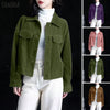 Women Autumn Corduroy Coats Lapel Neck Long Sleeve Jackets Woman Outwears Casual Buttons Up Coats Oversize