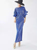 Elegant Pleated Long Dress For Women O-neck Flare Sleeves High Waist Solid Color Dresses Spring Clothing 2Z2387