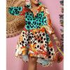 Women Sexy Printed Shirt Dresses Chic V Neck Loose Long Sleeve Dress Causal Vacation Female Mini Vestidos Robe Clothing