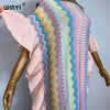 Knitting Rainbow Printing Comfort Warm Winter Holiday Dress Elegant Africa Women Boho Party Long Dress