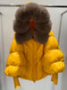 Janveny2026 Winter Large Real Fur Hooded Puffer Jacket Women Thicken Warm Knitted Sleeve Coat White Duck Down Mid Long Parka