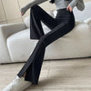 Black Front Split Flares Pants Women High Waist Elastic Slim Fit Wide Leg Pants Woman Y2K Simple Trousers