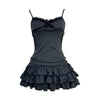 Harajuku Women Casual Chic Dress Sexy Slim Fit Chic Solid Color Bowknot Design Suspender Mini Dresses Y2K Gothic Rock Streetwear