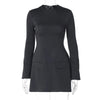 Sexy Slim Mini Dress For Women Two Pocket Spring Autumn Long Sleeve A-line Solid Club Party Dress Elegant Female