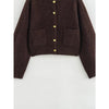 Women Single Breasted Knit Cardigan Long Sleeve O Neck With Pockets Spring Jacket Female Elegant Brown Coat