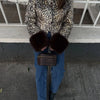 Women Leopard Print Stand Collar Waist Cinched Faux Fur Short Coat Fluffy Cuff Outerwear Winter Ladies Warm Furry Jacket