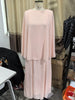Minimalist Pink Chiffon Stand Collar Dresses Women Slim Fit Layered Shawl Sleeve Vestido Summer Beach Vacation Daily Gown