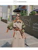 Trench Coat Women's Chic Splicing Color Block Lapel Double Breasted Long Windbreaker Belt Coat Spring 2DA1718