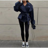 Spring Lace Up Trench Coat Women Solid Loose Large Lapel Long Sleeves Short Windbreaker Chic High Street Lady Outerwear