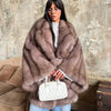 Women's Elegant Fake Fur Jacket Winter Sleeve Bell Lapel Long Sleeve Coat Daily High Street Lady Outwear