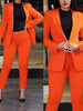 2Pcs Women's Solid Color Suit + Trousers Two-Piece Set Slim Fit Business Double Breasted Formal Female Clothes Outfit