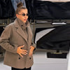 Solid Women's Vest Woolen Coat Full Sleeve Lapel Pocket Double-Breasted Lady Set Autumn Chic 2 Pieces Set Women