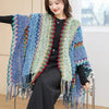 Ethnic Style Cape Oversized Sweater Jacket Women Loose Patchwork Warm Long Scarf Knitted Cardigan Woman