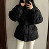 Women Winter Warm Thick Cotton Coat Women With Belt Stand Collar Cotton Padded Jacket Korean Loose Women Parka Outwear