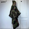Africa classic camouflage colour print Winter Hooded cardigan dress Female abaya winter outfits for women long down coat
