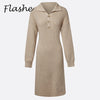 Autumn Winter Long Sleeve Knitted Dresses For Women Button Design Long Sleeve Lady Office Dress Women Elegan Party Dress