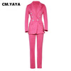 Autumn Winter Streetwear Women's Set Long Sleeve Blazer Pants Suit Office Lady Tracksuit Two Piece Set Fitness Outfits