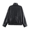 Solid Leather Moto Jacket For Women Winter Turtleneck Retro Coats Asymmetry Elegant Vintage PU Jackets