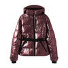 Women Winter Hooded Down Jackets With Belt Lady Warm Thick Long Sleeve Stand Collar Parkas Padded Coats Sports Ski Outdoor