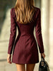 Women Striped Blazer Dress Lapel Double Breasted Long Sleeve Bodycon Mini Dress Elegant Office Work Party Slim Suit Dresses
