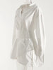 Women White Irregular Bandage Slit Shirt Dress V-Neck Long Sleeve Loose Fit Tide Spring Autumn 1DE9884