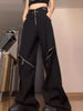 American retro high street design sense of foreign style pants women's autumn and winter street Joker hole overalls