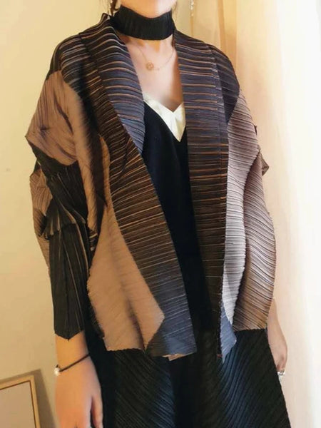 Yudx Pleated Long Sleeve Turndown Collar Cardigan Coats Woman Autumn Winter Loose Batwing Sleeve Short Jacket Designer Clothes