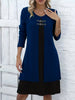 Spring Autumn Women's Solid Long Sleeved Round Neck Dress Elegant Splicing Knitted Long Casual Comfortable Dress For Women