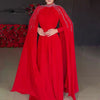 Women Robe Dress Drills Long Shawl Sleeves Chiffon Party Middle East Big Swing Lady Elegant Banquet Maxi Clothing