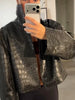 Elegant Stand Collar Pu Leather Jacket Women Full Sleeve Zippers Lady Short Jackets Autumn Chic Female Streetwear