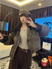 Women Coffee Black Short Parkas Thicken Warm Long Sleeve Lapel Cotton Padded Coat Vintage Winter Student Jacket Streetwear