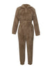 Winter Plush Two Piece Set Casual Home Warm Suit For Women Zipper Lapel Pullover Top Elastic Waist Trousers Suit