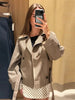 Plaid Women's Outerwear Lapel Double Breasted Trench Coat Belted Raglan Sleeve Jacket French Vintage Style Daily Wear