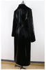 Spring Autumn Long Waterproof Shiny Reflective Black Patent Leather Cocoon Coat Women Sashes Designer Clothes