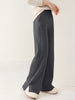 Women Wool Wide Leg Trousers Elastic Waist Side Slit Woman Wool Pants Autumn Winter 100% Merino Wool Knitted Soft Warm Trousers